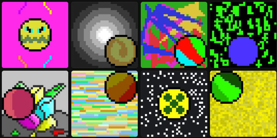 Eight Circles from the collection, each placed differently in its frame